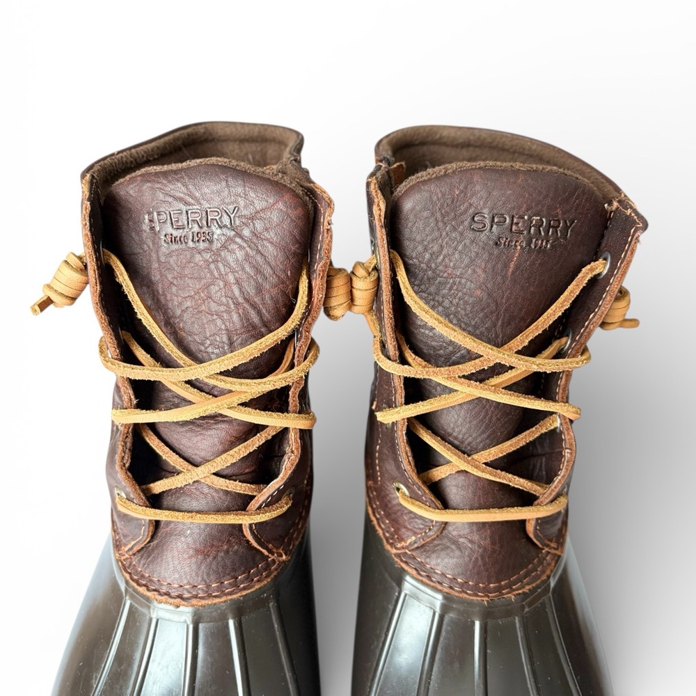 NWOT Sperry Womens Top-Sider Saltwater Duck Boot Brown Leather Size 12 STS91176 - Picture 9 of 10